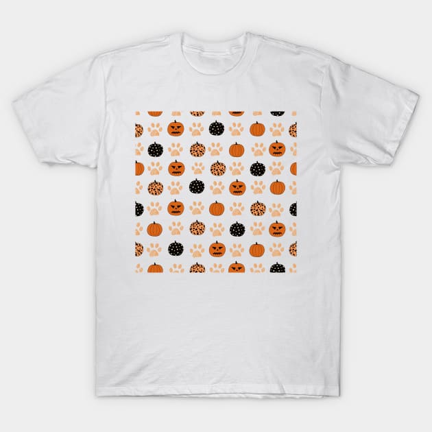 Pumpkins and paws T-Shirt by GULSENGUNEL